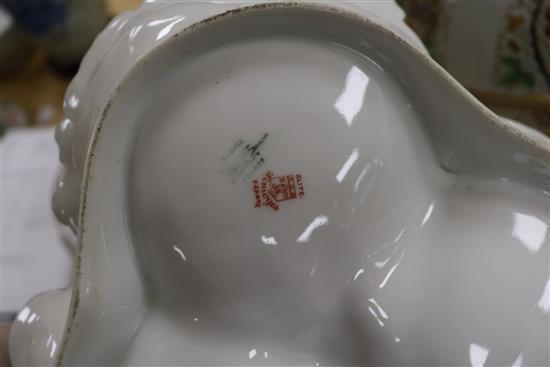 A Davenport stone china sectional vase and a Limoges hors doeuvres dish vase height 48cm